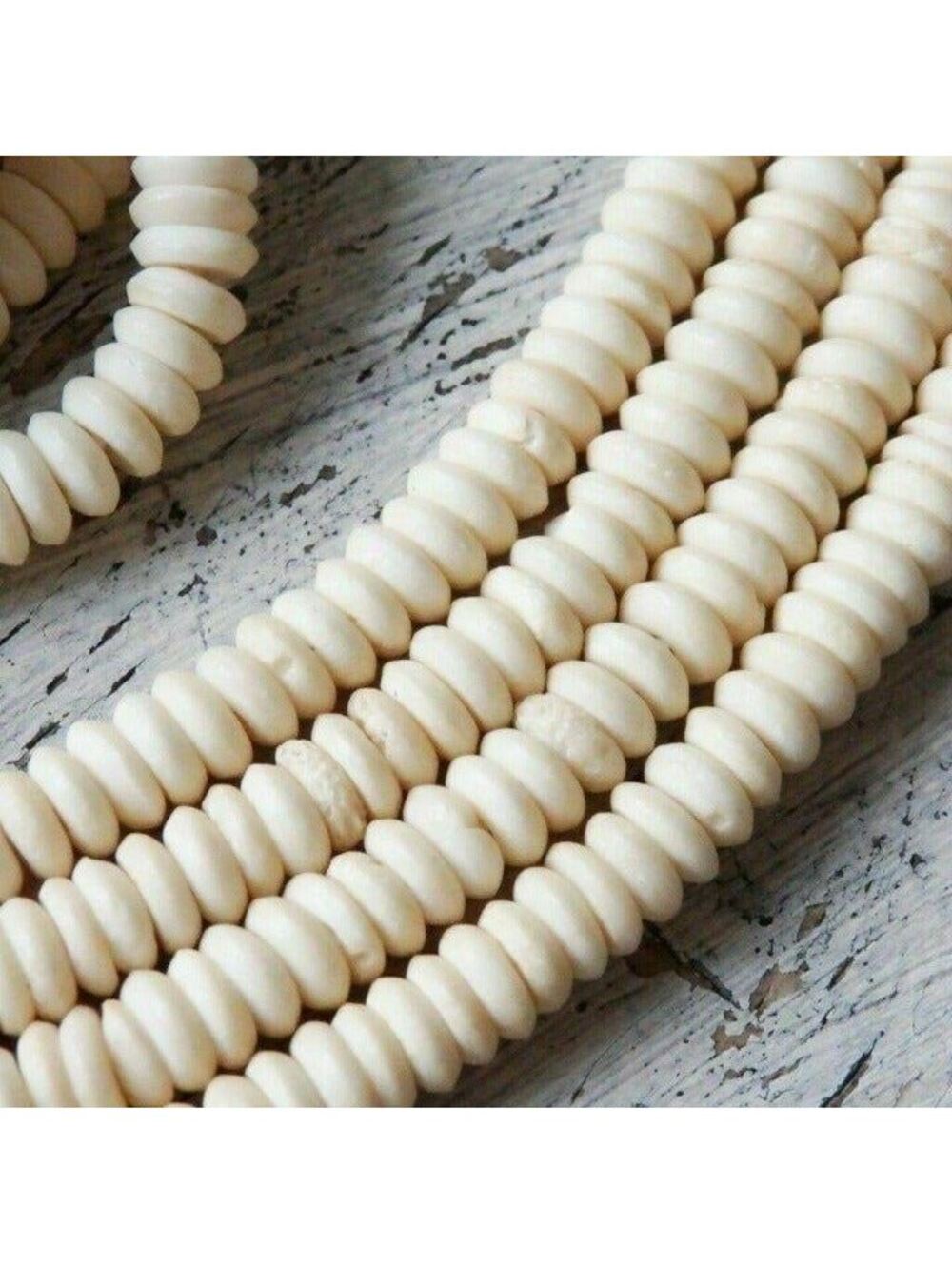 Bulk Lot 100 Off White India Bone Rondelle Beads